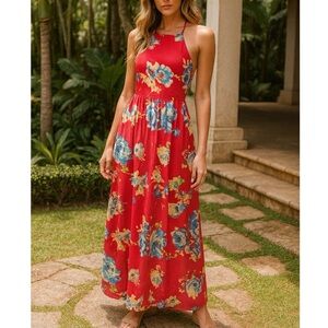 Everly Hot Pink Floral Maxi Dress